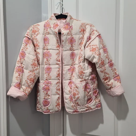 Floral Quilted Chore Barn Jacket Puffer - Picture 2 of 8
